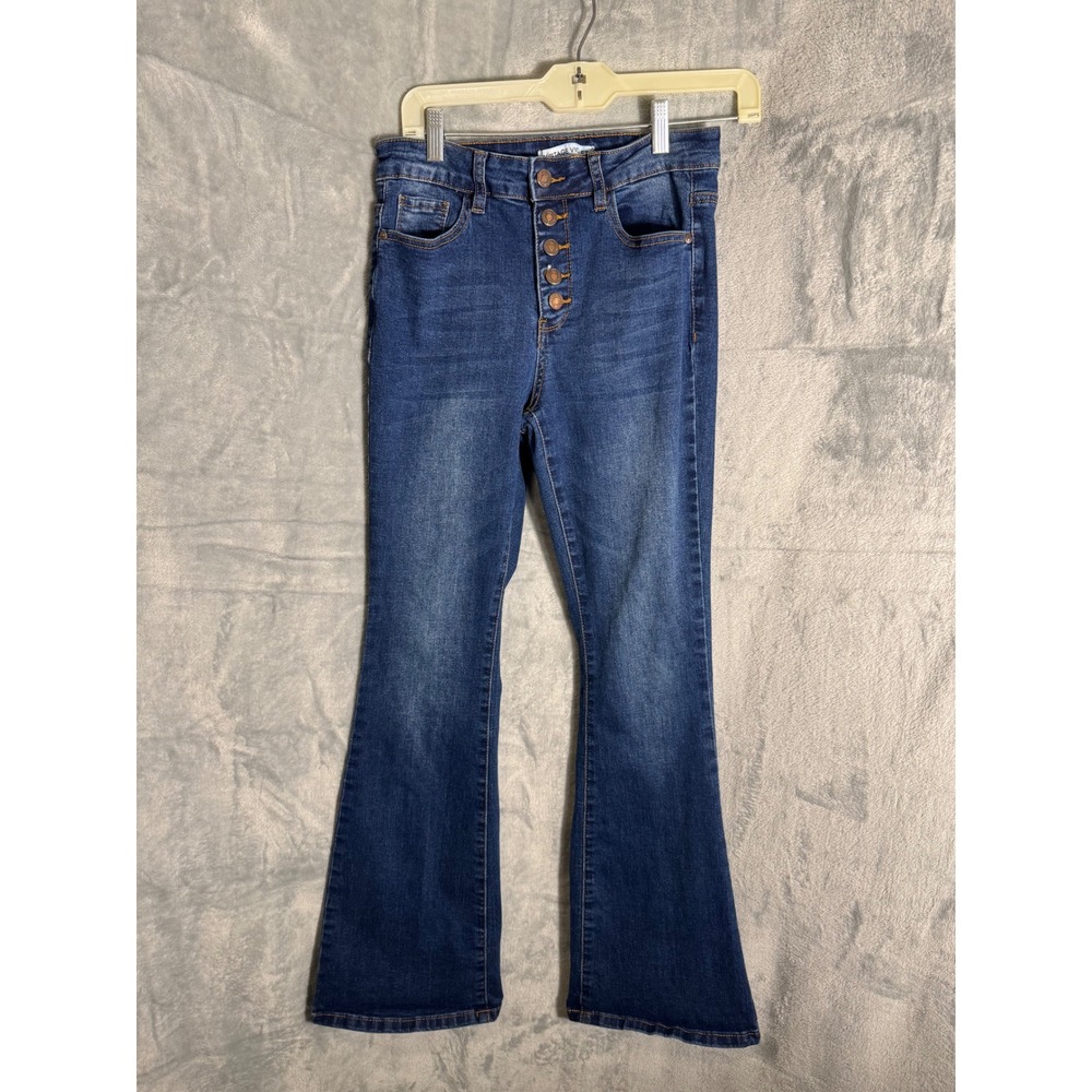 Vintage Violet High Rise Button Fly Flare Jeans Dark Wash Size 4P RN112642